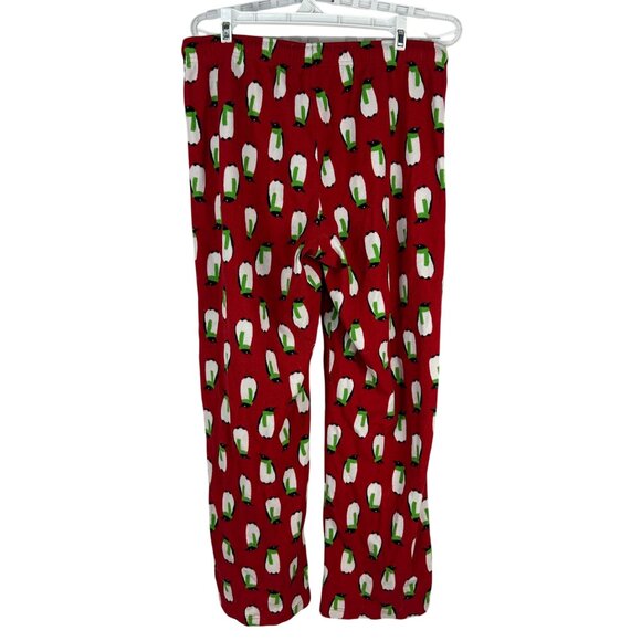 Penguin Print Red Fleece Pajama Pants Size Large Christmas Sleepwear Target - Picture 2 of 4